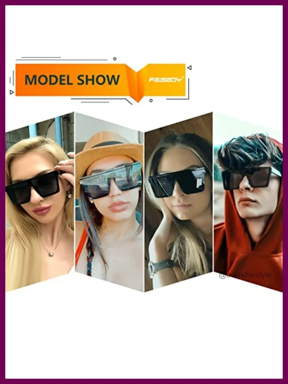 Oversized Flat Top Square Sunglasses UV400 Shield Visor Shades